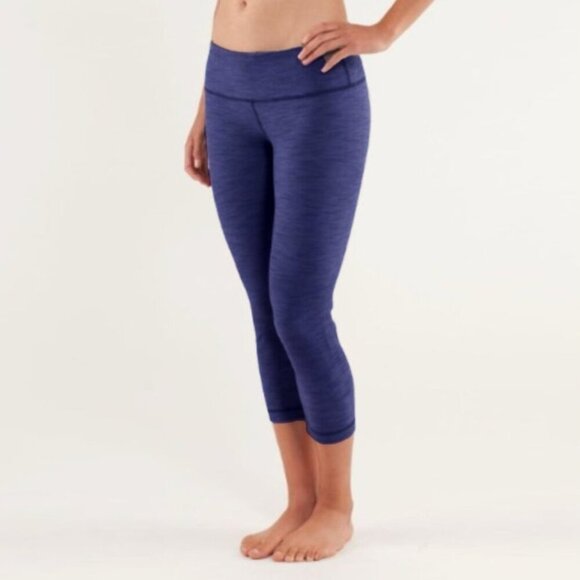 Vintage Lululemon Wunder Under Crop Slub  Denim - Picture 1 of 6